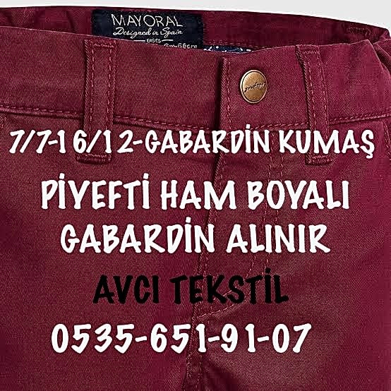 Gabardin Kumaş Alanlar |05356519107|